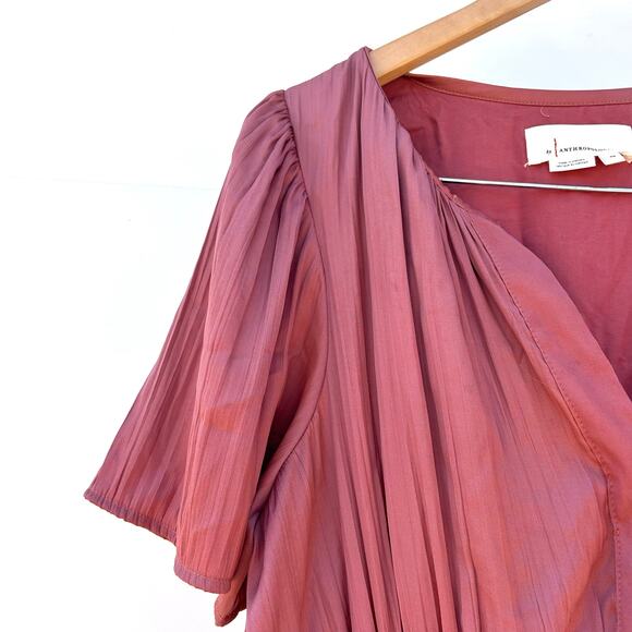 Anthropologie The Somerset Maxi Dress Satin Pink Rose XS Small Wedding - Picture 8 of 11